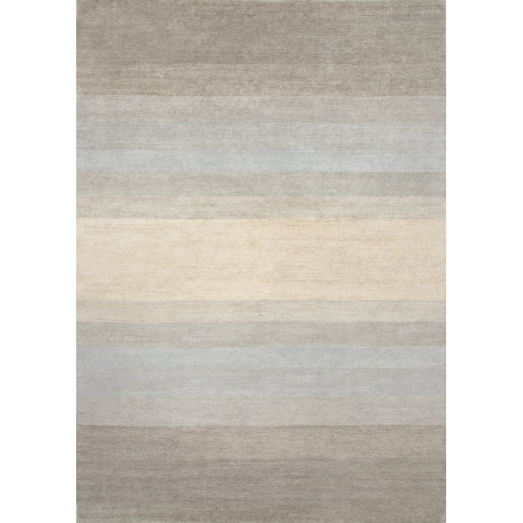 New Moon Rugs Fade HandKnotted Ombre Area Rug in Silver/Blue Perigold